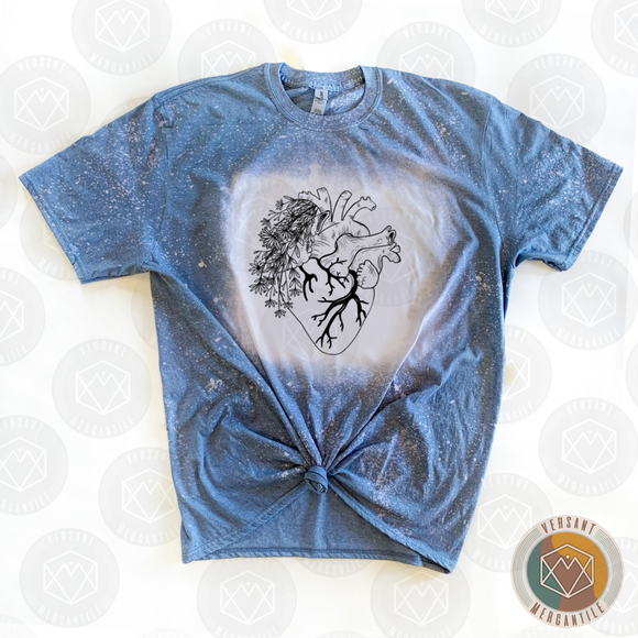 Flowers Anatomical Heart Bleached T-Shirt