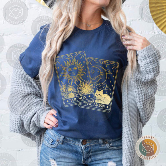 Sun and Moon Cards Short Sleeve T-Shirt