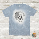 Flowers Anatomical Heart Bleached T-Shirt